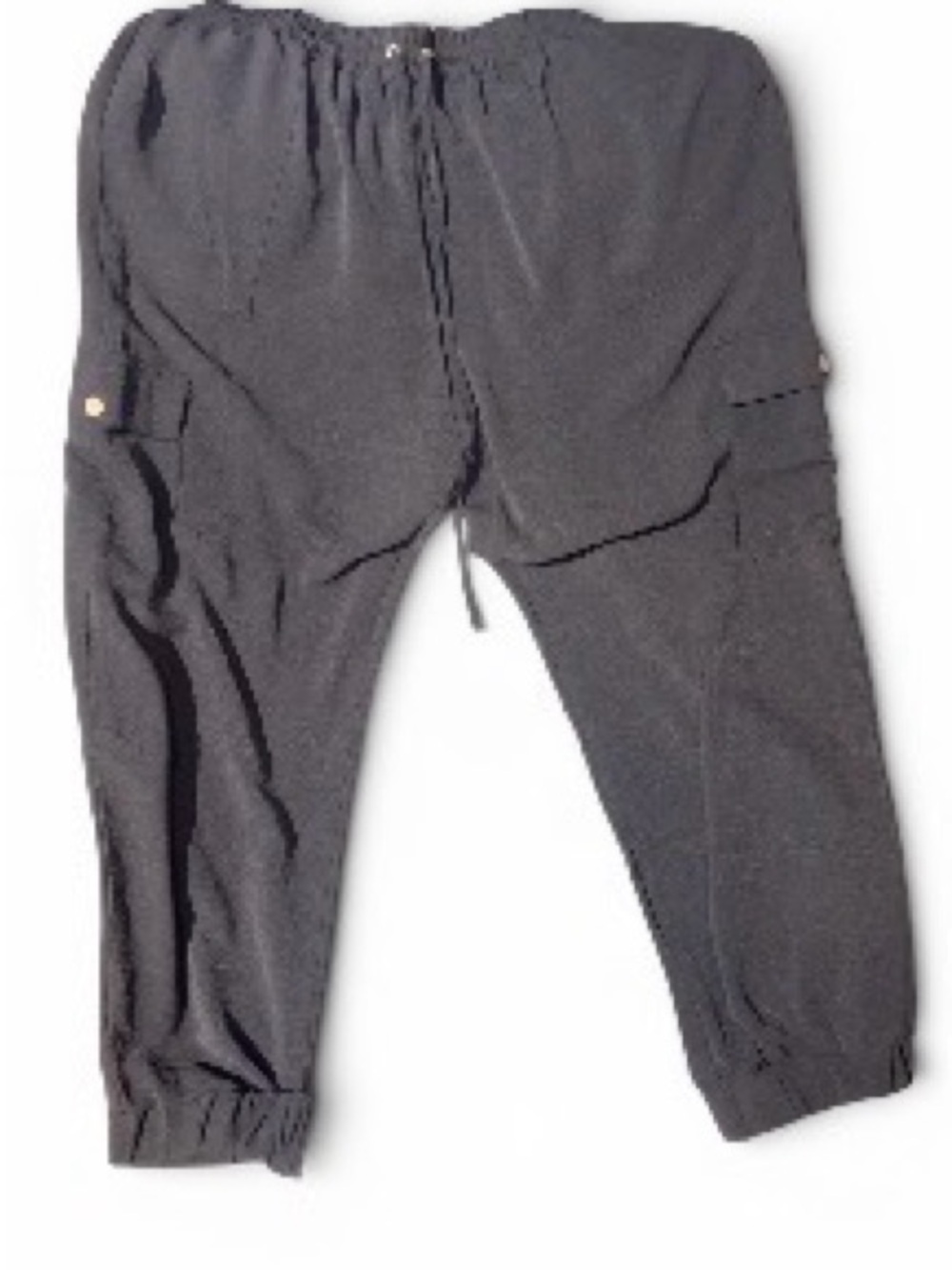 Black Polyester Cargo Pants with Pockets